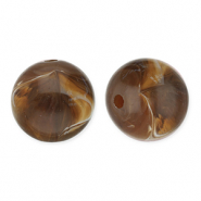 Perline in acrilico 12mm tonda marrone scuro-bianco