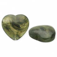 Perline in acrilico cuore verde oliva