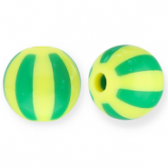 Perline in acrilico 12 mm con strisce giallo-verde