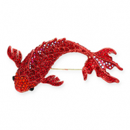 Broches accattivanti carpa koi rosso-rosso rivestimento AB-nero