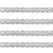Catena strass in acciaio inossidabile 3mm argento-cristallo