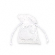Sacchetti in organza fiore bianco