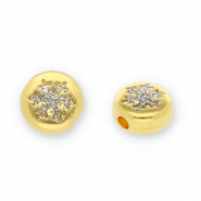 Perline di metallo DQ tonda con fiocco di neve oro-glitterato argento (privo di nichel)