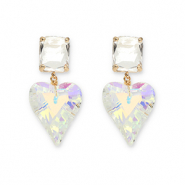 Orecchini di Crystal Glass rettangolo-cuore trasparente-trasparente rivestimento AB