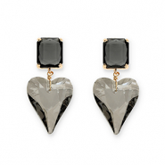 Orecchini di Crystal Glass rettangolo-cuore grigio scuro-grigio