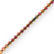 Perline di ematite esagono rosa-giallo-rivestimento AB