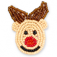 Broches renna beige-marrone-rosso