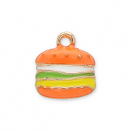 Ciondoli di metallo hamburger oro-arancione-verde-giallo