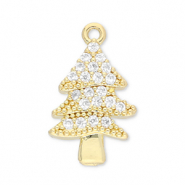 Metallo TQ in ottone ciondolo albero di Natale oro-trasparente