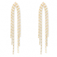 Orecchini in ottone Eco-brass&reg; con zircone oro-cristallo