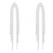 Orecchini in ottone Eco-brass&reg; con zircone argento-cristallo