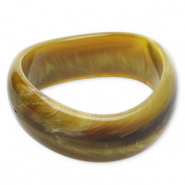 Bracciali bangle in resina verde oliva-marrone-bianco