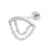 Piercing all'orecchio in acciaio inossidabile arco con 2 strati catena argento