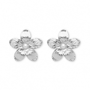 Orecchini in acciaio inossidabile fiore argento