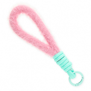 Cordini per cellulare trendy peluche rosa pastello-turchese