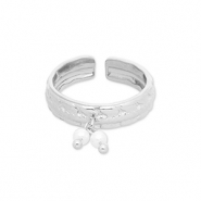 Anelli in acciaio inossidabile con perle argento-bianco