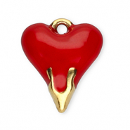 Ciondoli in acciaio inossidabile cuore oro-rosso