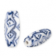 Perline di ceramica rettangolo biancastro-blu Delft