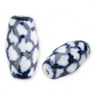 Perline di ceramica  chicco di riso biancastro-blu Delft