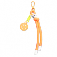 Portachiavi Smiley con cordino arancione neon-giallo neon-bianco