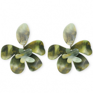 Orecchini resina alla moda fiore verde multicolore