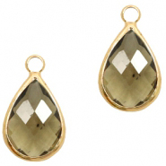Pendenti di vetro Crystal Glass 18x10mm a forma di goccia grigio beige cristallo - oro