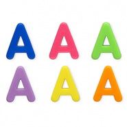 Perline alfabeto in acrilico con disegno lettera A multicolore