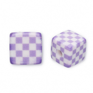 Perline in acrilico quadrato con cubi viola-bianco