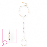Bracciale baciamano in acciaio inossidabile oro-cristallo AB-bianco