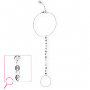 Bracciale baciamano in acciaio inossidabile piccole monete argento