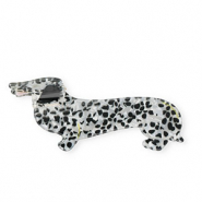 Accessori fermaglio per capelli bassotto bianco perlato-nero-giallo