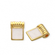 Ciondoli di metallo DQ&reg; quadrato oro-bianco madreperla (privo di nichel)