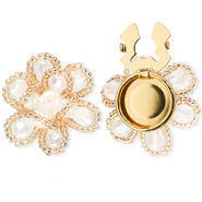 Metallo TQ in ottone copri bottoni fiore oro-rosa chiaro-cristallo