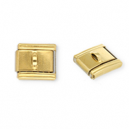 Link-tessera per bracciale italiano con ciondoli in acciaio inossidabile con anellino oro