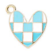 Ciondoli di metallo cuore con cubi oro-blu-bianco