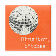 BY31® Piastrella decorativa con scritta "Bling it on, b*tches." arancione caldo-bianco-grigio