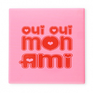 BY31® Piastrella decorativa con scritta "Oui oui mon ami" rosa-rosso