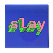 BY31® Piastrella decorativa con scritta "Slay" blu-verde-rosa