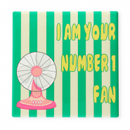 BY31® Piastrella decorativa con scritta "I am your number 1 fan" verde-rosa-bianco-giallo