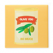 BY31® Piastrella decorativa con scritta "Olive you so much" giallo-verde-rosso-biancastro