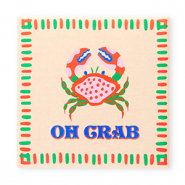 BY31® Piastrella decorativa con scritta "Oh crab" pesca chiaro-rosso-verde-blu