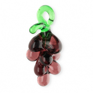 Pendenti di vetro a mano uva vino rosso bacca trasparente-verde