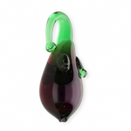 Pendenti di vetro a mano melanzana vino rosso bacca trasparente-verde