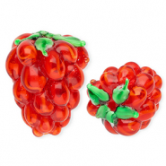 Perline di vetro a mano lampone rosso-verde