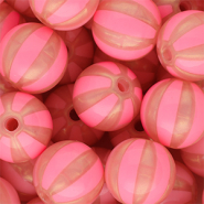 DQ&reg; Perline in acrilico 16 mm con strisce rosa corallo-rosa pesca