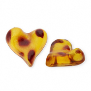 Cabochon in acrilico cuore con stampa leopardo marrone ambra