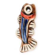 Pendente di ceramica pesce marrone-bianco-blu scuro-rosso