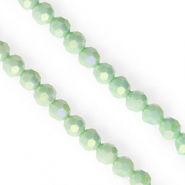 Perline sfaccettate tonde 6mm verde chiaro-rivestimento AB