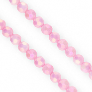 Perline sfaccettate tonde 6mm rosa peonia-rivestimento AB