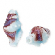 Perline di ceramica lumachina blu chiaro-marrone